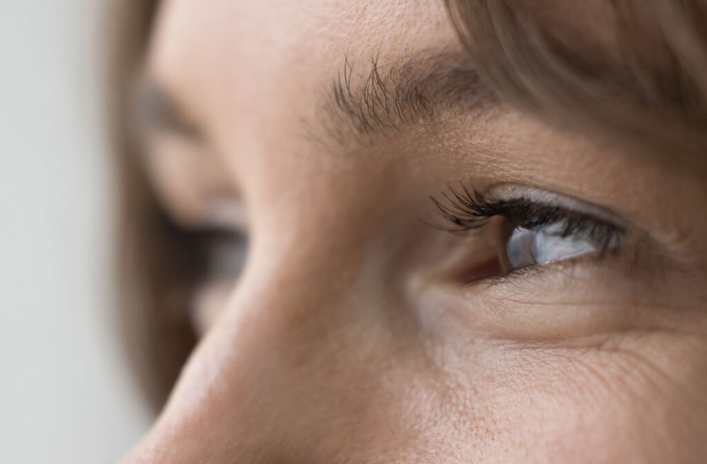 woman looking into the distance.