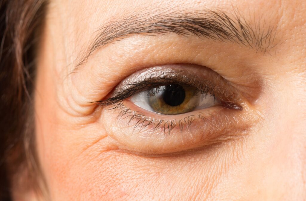 A close-up of a woman's right eye.